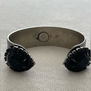 Loren Hope Sarra Cuff Crystal Teardrop Stone Bracelet in Jet Black